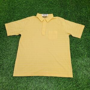 Vintage 90s MOD Striped Polo Shirt XL 22x28 Yellow White